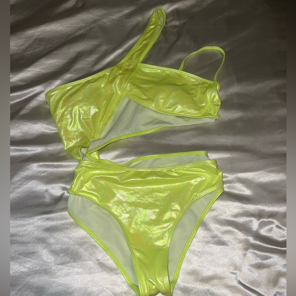 Neon yellow one piece swimsuit